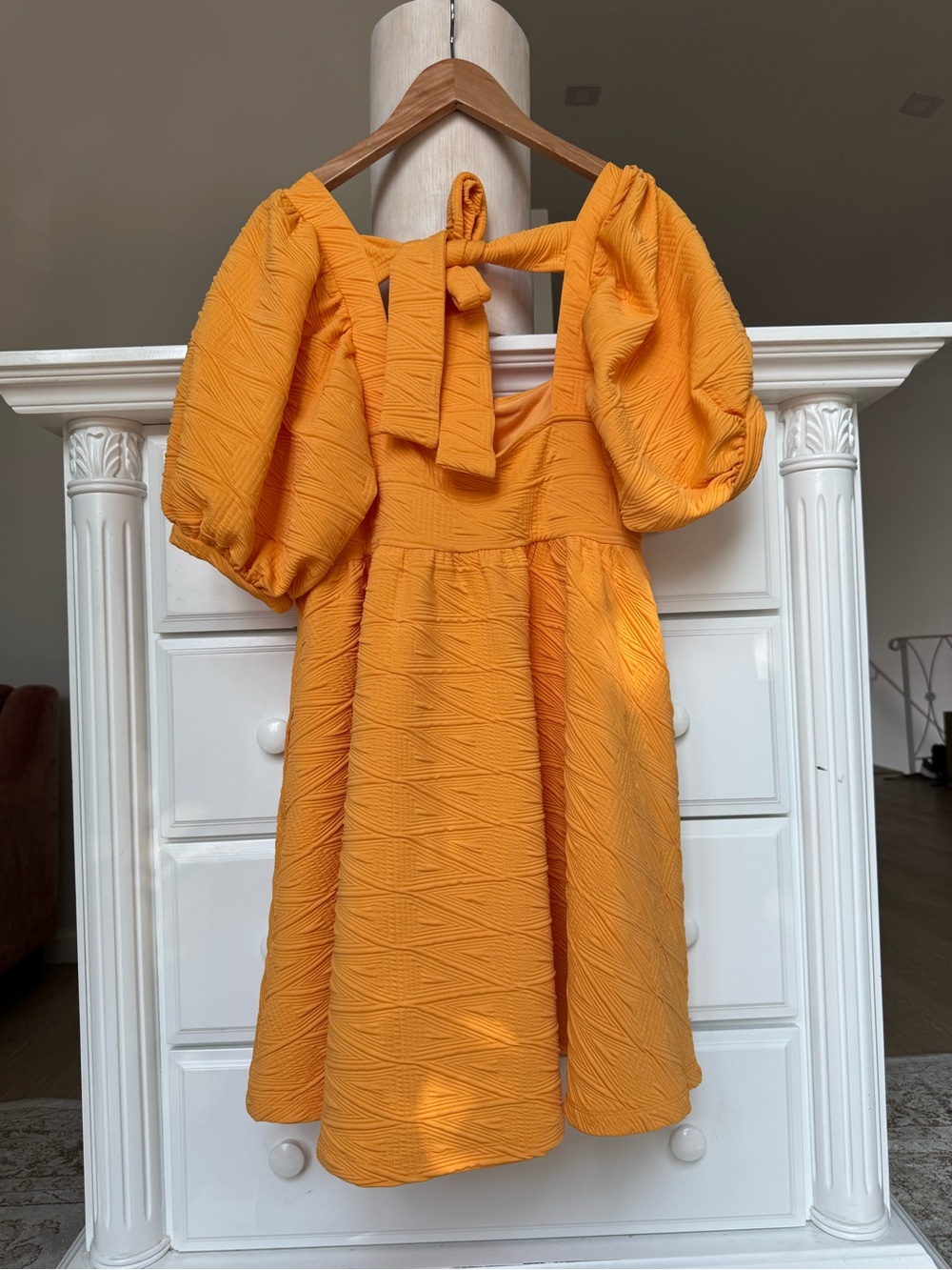 Free People Textured Puff Sleeve Mini Dress Women’s M - Picture 9 of 13